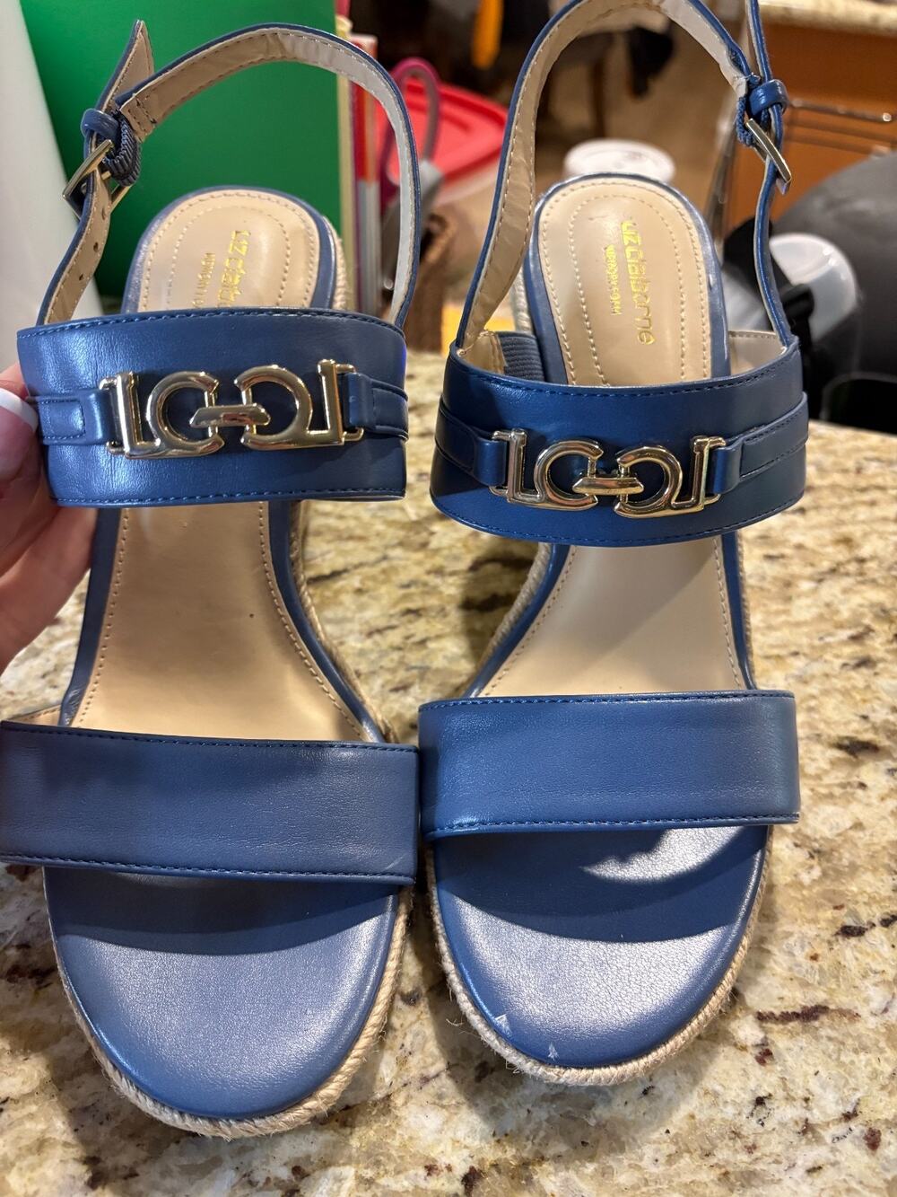 Liz Claiborne women's Grove wedge sandals blue size 7